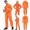 Halloweenowy więzień Cosplay kombinezon z kajdanami Halloween unisex dla dzieci dla dorosłych strój do odgrywania ról z długimi rękawami i klapą