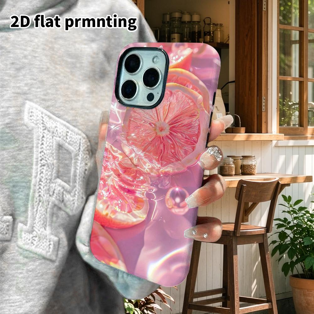 Phone Case: 2D Flat Suitable for iPhone 18 17 16 15 14 13 Pro Film Protective Case, Couple Style, Grapefruit Slice, Christmas and Halloween Holiday Gi