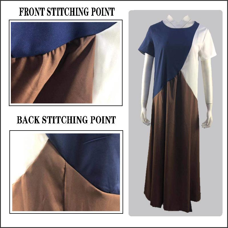 European and American Geometric Patchwork Color Block Irregular Short Sleeve Casual Dress
