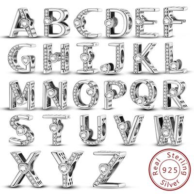 Letter Series 100% Copper Alphabet A-Z Charms Name Beads Fit Original Bracelets Bangle Necklace Diy Jewelry Gift