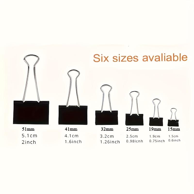 12-Pack Black Iron Office Document Clips, 1.6-Inch Large Capacity Paper Clips for Office Supplies, Assorted Sizes 2.01", 1.61", 1.26"