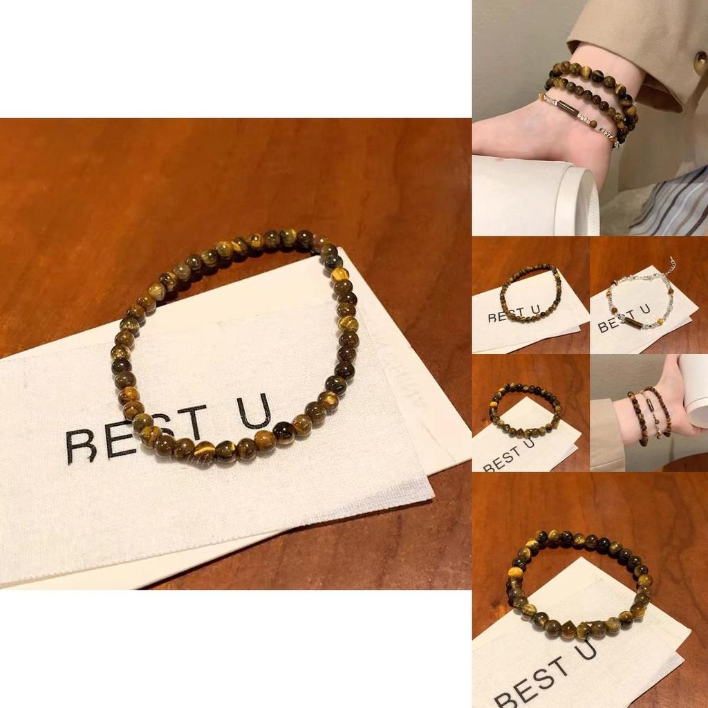 Unique Artisan Craft Tiger Eye Stone Bracelet With Silver Accents For Couples And Travel Gifts