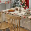 Christmas Lace Tablecloth Embroidered Santa Claus Xmas Bell Table Cloth Festive Dining Table Cover for Holiday Home Dinner Party Decor