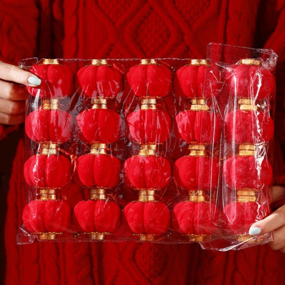 Red Color Chinese Red Lantern Plush Material Bonsai Pendant Decoration Spring Festival