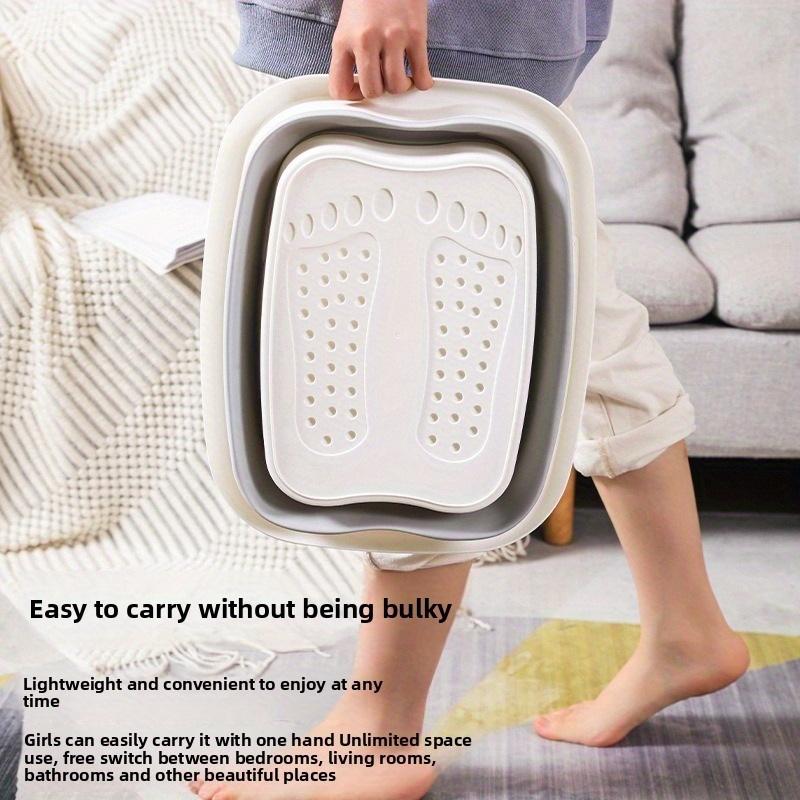 Foldable Foot Spa Bath with Deep Soaking & Massage Nodes | Portable Acupressure Basin for Home Travel Pedicure | Collapsible