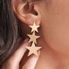 Frosting Metal Star Drop Earrings for Women Wedding Party Trendy Statement Zircon Golden Copper Color Long Dangle Earrings