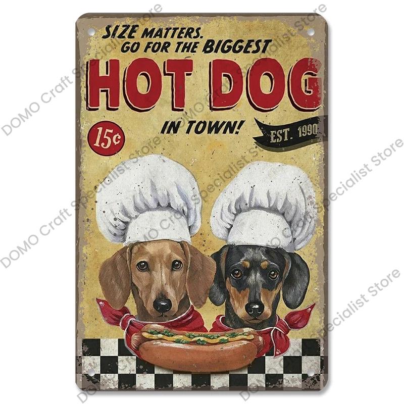 Pet Dog Dachshund Plaques Vintage Metal Plate Drink Coffee Wine Read Book Metal Tin Signs Wall Decor for Bar Pet Shop House
