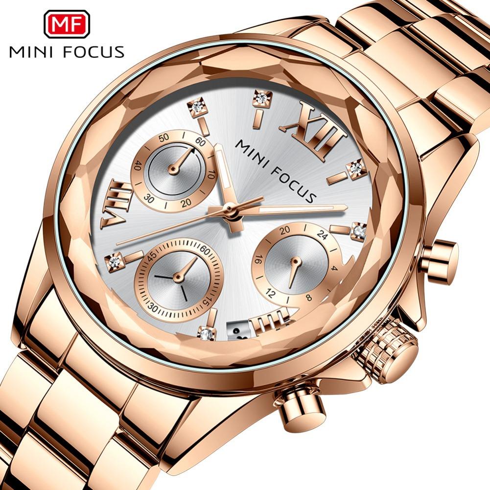 Women's Watch Business Casual Women's Watch Multifunctional Petal Mirror Luminous Steel Band Women's Watch