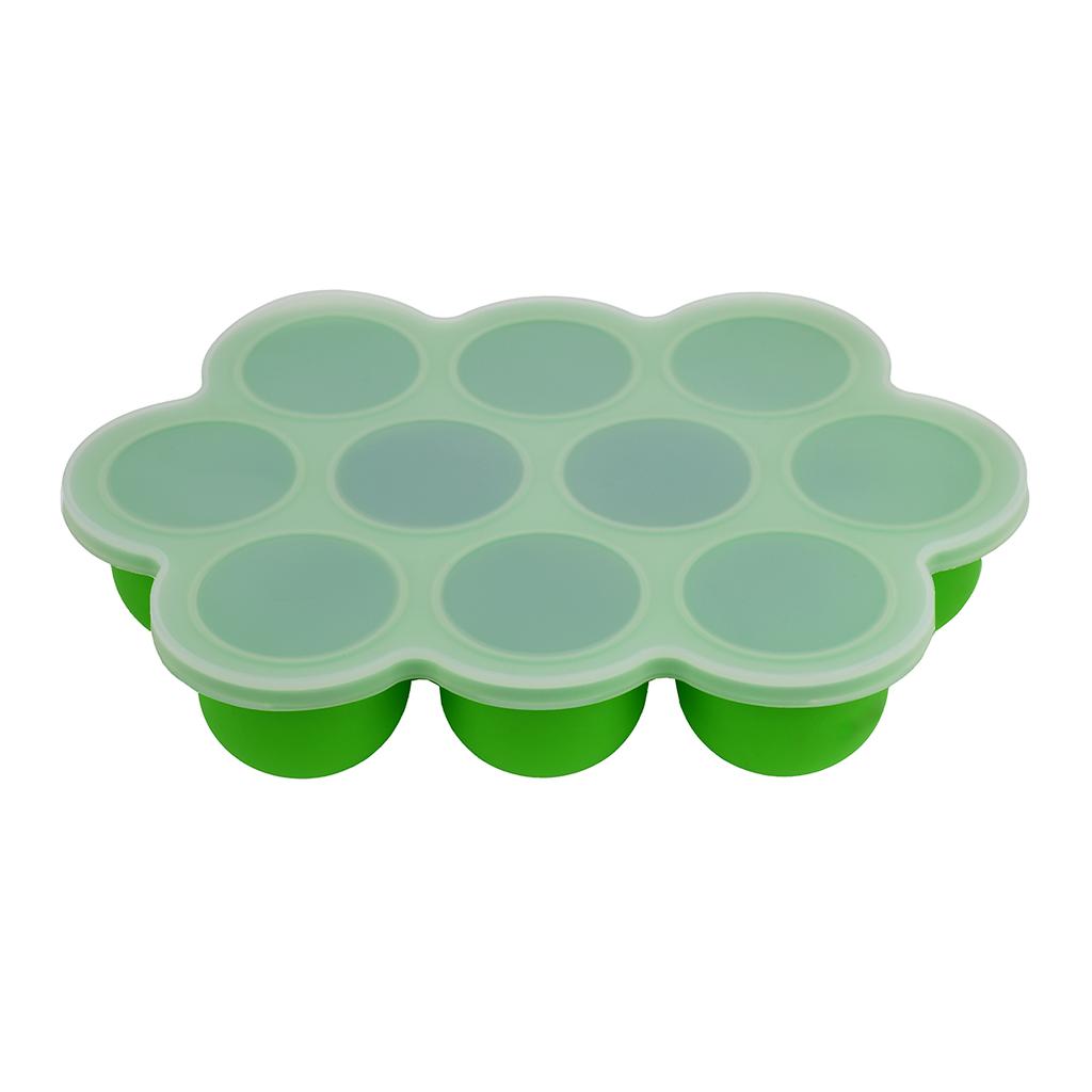 Reusable Container with Lid for Homemade Baby Food, Freezer Mold, Silicone Tray, 10 Holes