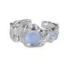 Niche Texture Inlaid Moonstone Zircon High-End Sense Personality Opening Retro Ring Women