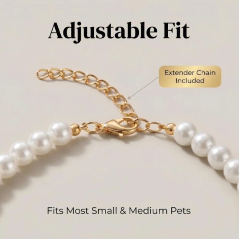 Adjustable Cat Collar with High Simulation Pearls Cute Exquisite Summer Necklace for Kittens Pet Supplies with Neck Decoration