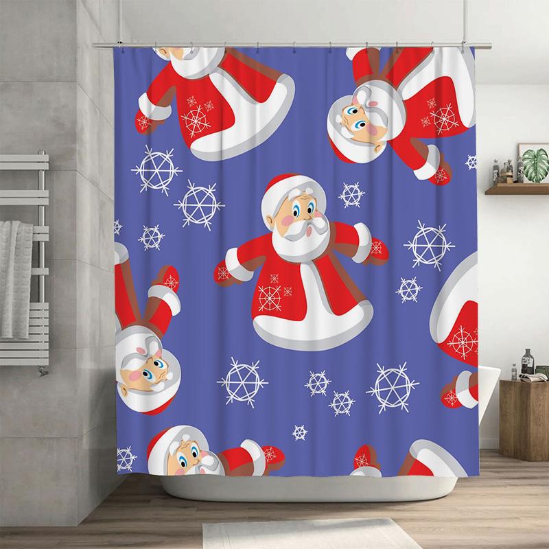 

TU Santa Claus Shower Curtain Christmas Bathroom Decor Festive Holiday Waterproof Fabric Home Decor Gift Idea Festive Xmas Patte 90x180cm35x71in
