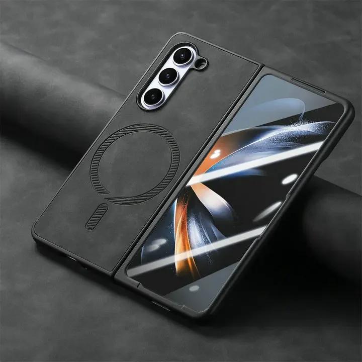 Luxury Busines Sle Leather Magnetic Magsafe Phone Case for Samsung Galaxy Z Fold 7 6 5 4 Coque Shockproof Protection Back Cover