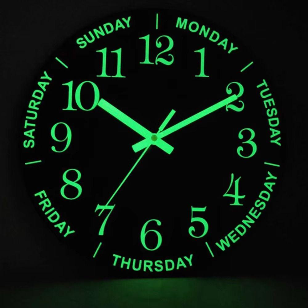 Silent Night Light Hanging Clock Glow In The Dark Wall Time Clock Round Quartz Clock  Office