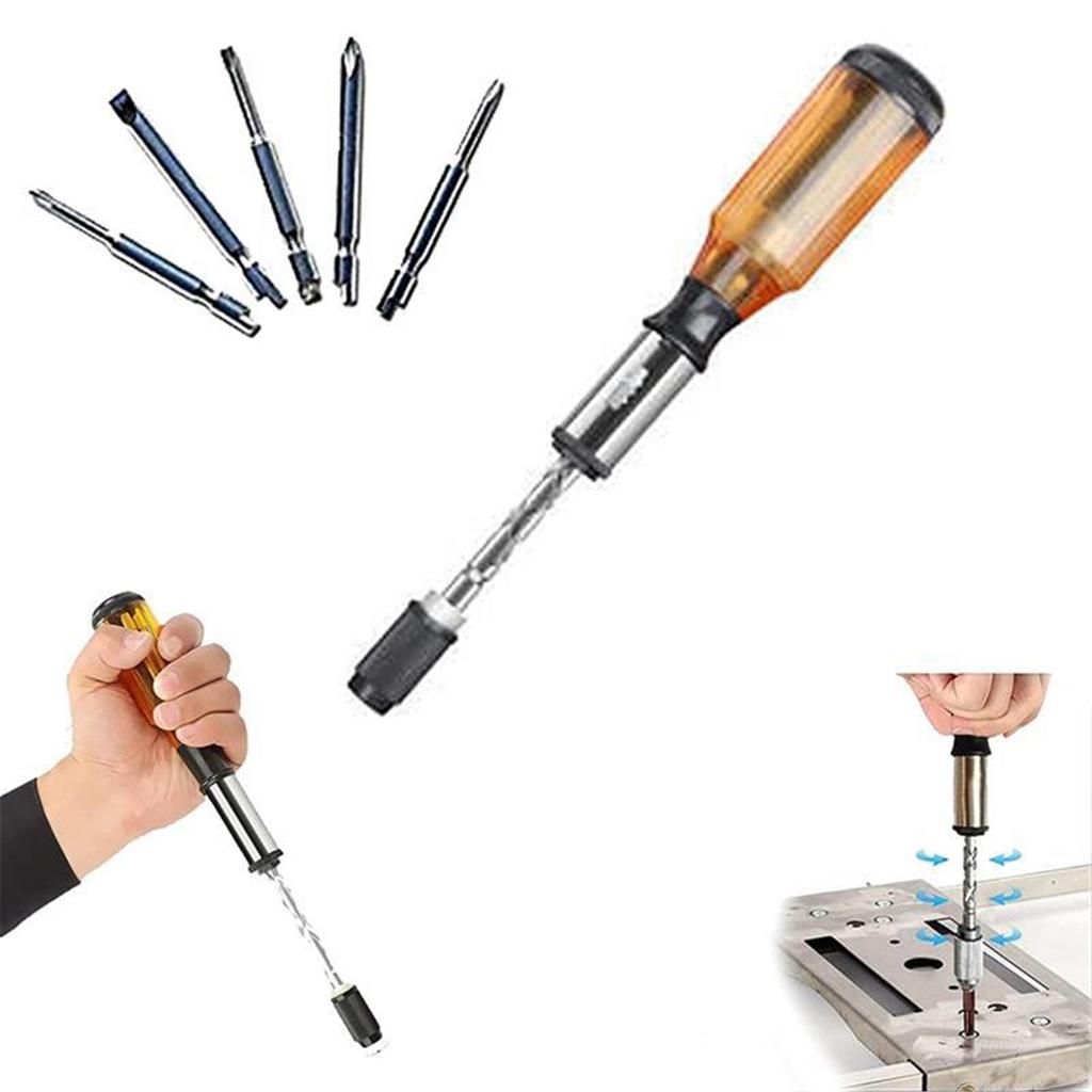 Multiple Bit Screw Driver Ratcheting Screwdriver Semi Automatic Screwdriver Push Pull Wood Handle Ratchet Screw Driver