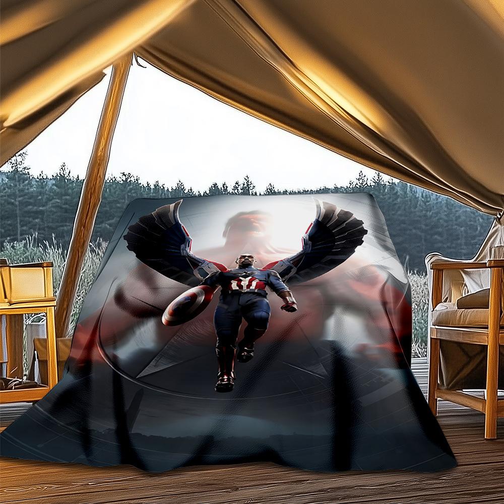 1pc Captain America Shield Outdoor Flannel Throw Blanket Soft, Cozy, Warm All Season, Machine Washable,