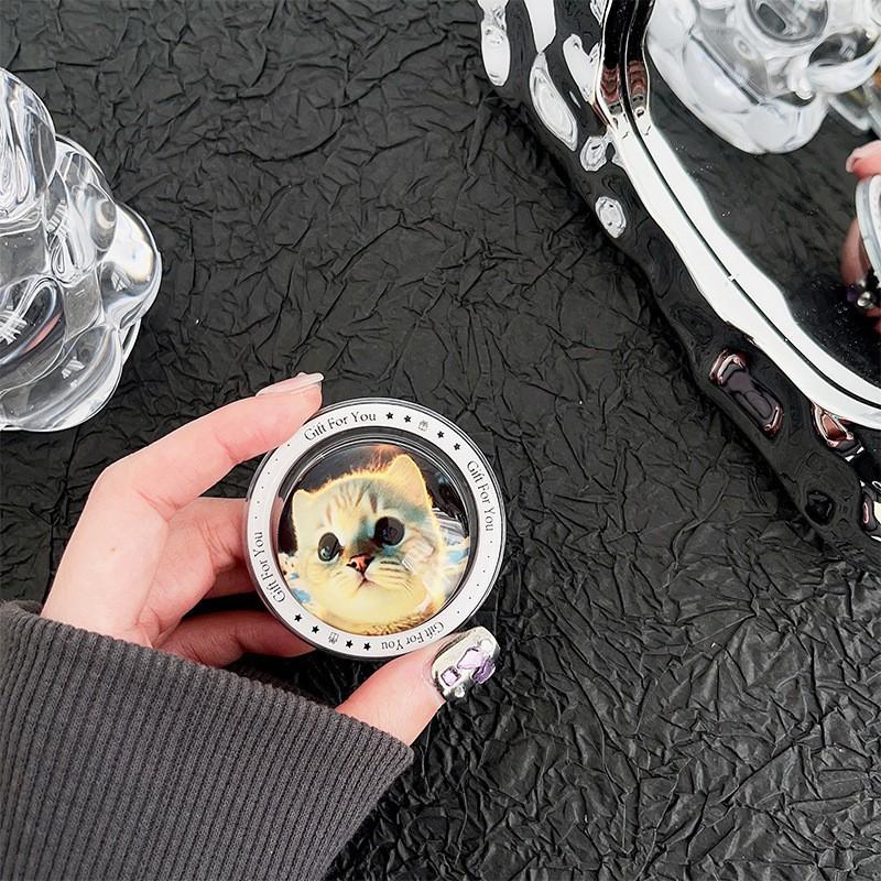 Cute Animal Glass Circular Magnetic Suction Phone Airbag Holder Back Sticker Extendable Desktop Lazy Ins Style