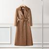 Elegante Soprabito Lungo da Donna Trench Vintage in Pelle Cappotto Mezza Lunghezza Slim Fit Primavera Autunno Capospalla