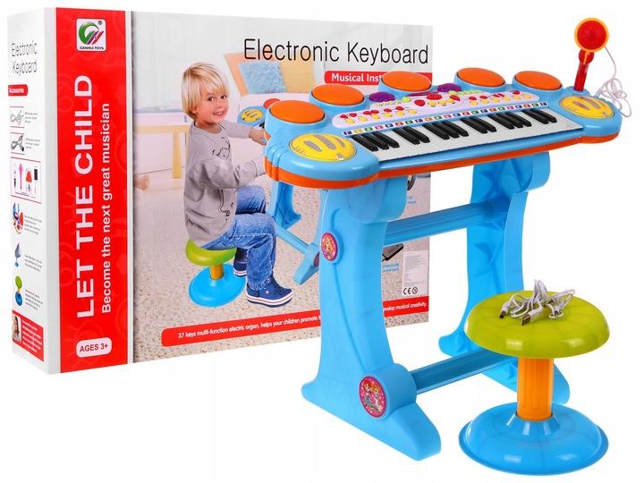 Keyboard Dla Dzieci Organy Pianino Z Mikrofonem + Stołeczek