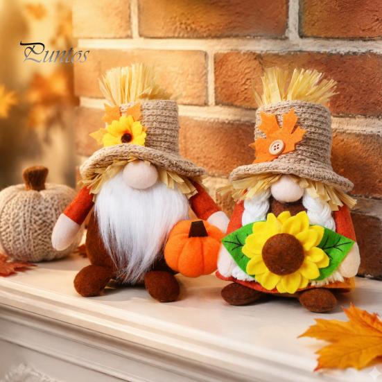 Rustic Sunflower Party Supplies Thanksgiving Plush Gnome Decoration, Fall Scandinavian Tomte Dwarf Figurine, Stuffed Pumpkin Seasonal Tiered
