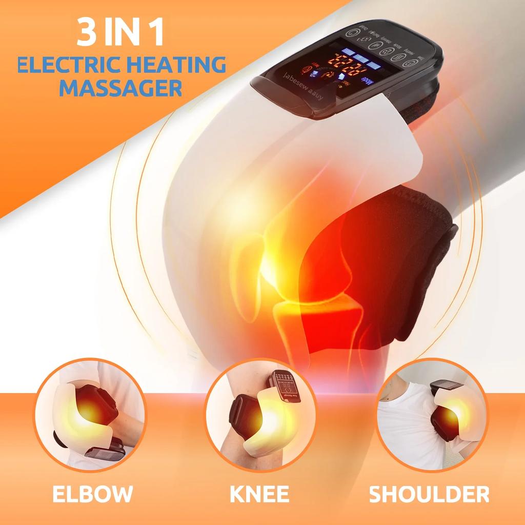 3 In 1 Vibration Heated Knee Massager Shoulder Heated Brace Knee Elbow Shoulder Brace Wrap 3 Adjustable Vibrations Heating Modes