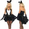 Set de Disfraz de Cosplay de Halloween para Mujer de 3 Piezas Vestido de Esmoquin de Conejita Guantes Diadema