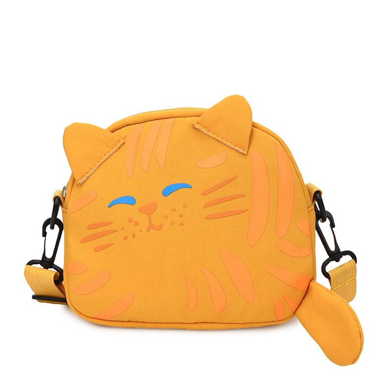 Cute Cat Mini Shoulder Bag With Cotton Material And Zipper Closure For Daily Use
