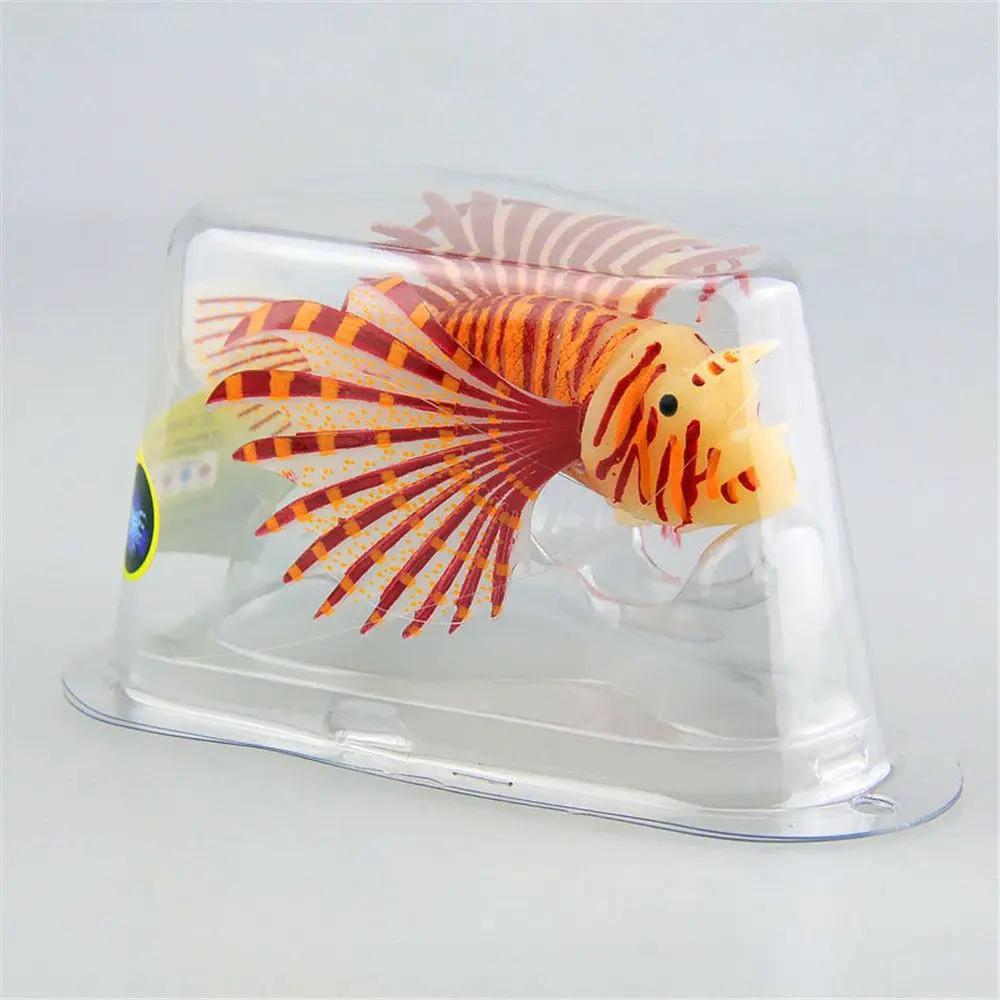 Aquarium Artificial Luminous Lionfish Fish Tank Aquatic Landscape Silicone Jellyfish Fish Glow In Dark Underwater Ornament