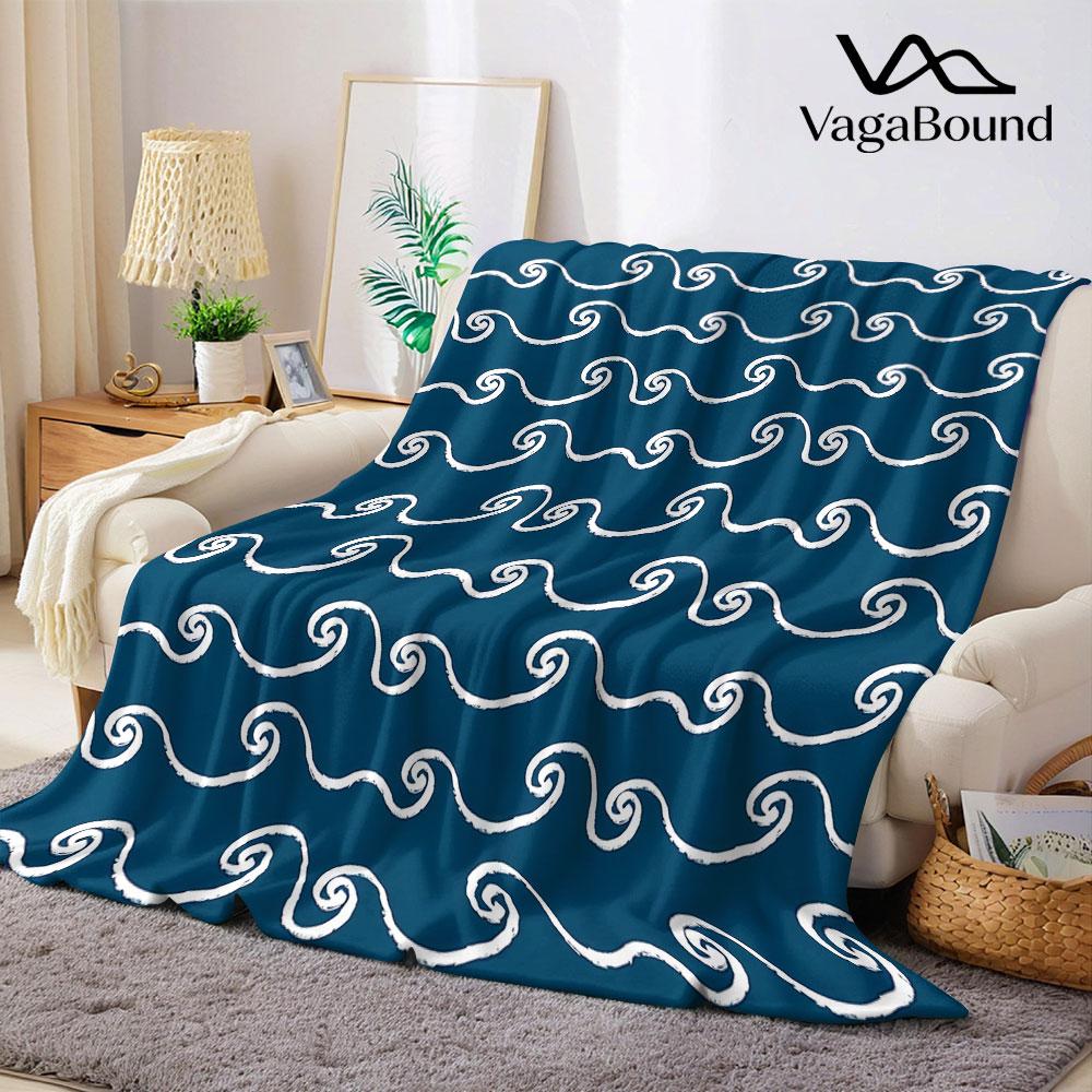 Simple Waves Flannel Blanket Warm Soft Halloween Christmas Decorative Couch Warm Cozy All-Season Gift