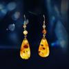 Amber Drop Earring 925 Sterling Silver Gold Plated Custom Fashion Jewelry Women Earrings