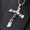 Collana con Croce di Gesù Cristiana per Uomo Donna Catene in Acciaio Inossidabile Choker Religione Ciondoli Blu Gioielli Regali per Preghiera Battesimo