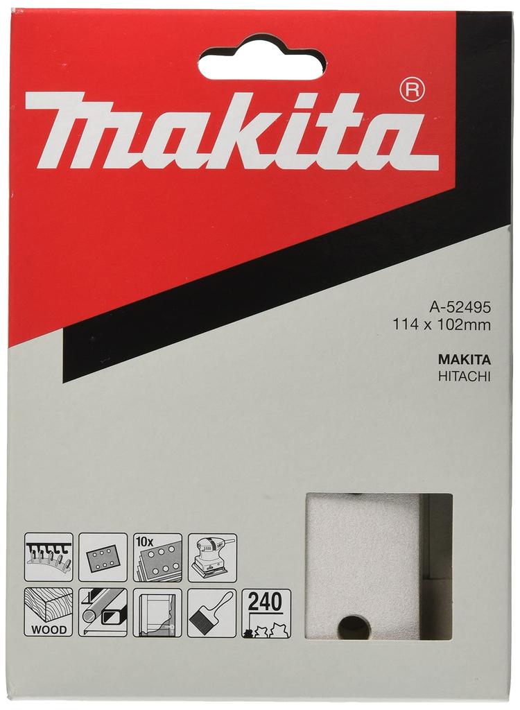 Makita Magic Sanding Paper 114 X 102 Square 240, Mm, White, (10 Pieces) A-52495