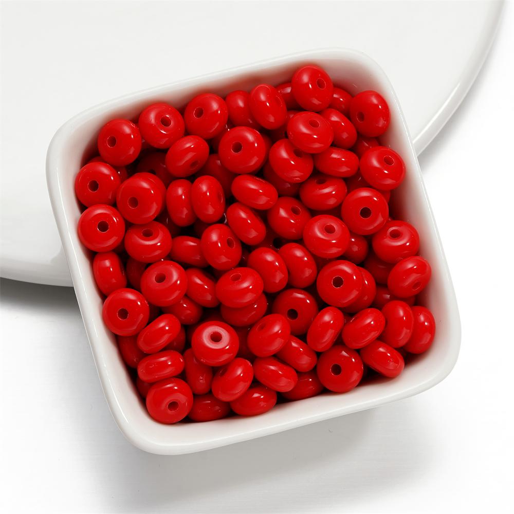 50pcs/Lot Acrylic Oblate Beads 8mm Flat Round Spacer Loose Bead for DIY Necklace Bracelet Jewelry Making Accessories