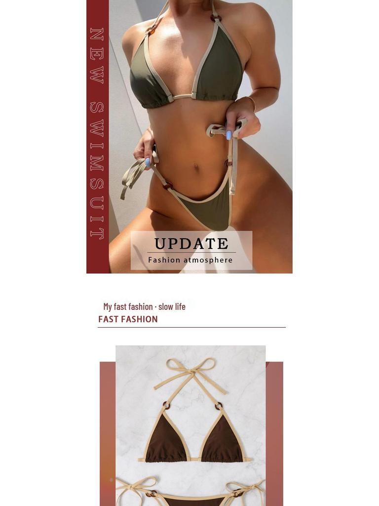 European and American High-End Women's Sexy Lace-Up Bikini Swimsuit, Perfect for Beach Vacations