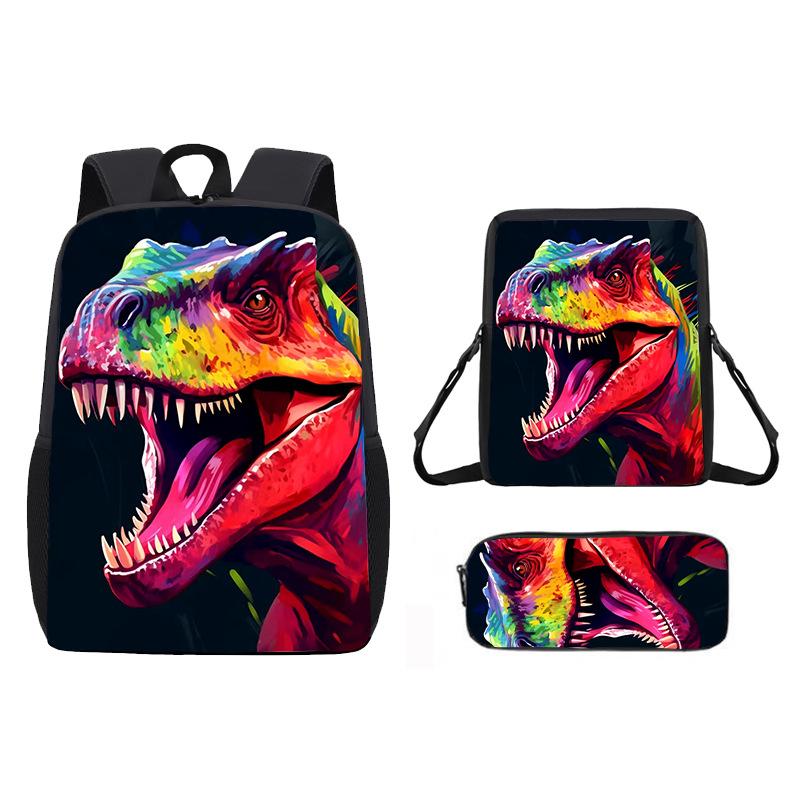 Dinosaur Animal Print Children School Backpack With Durable Oxford Material