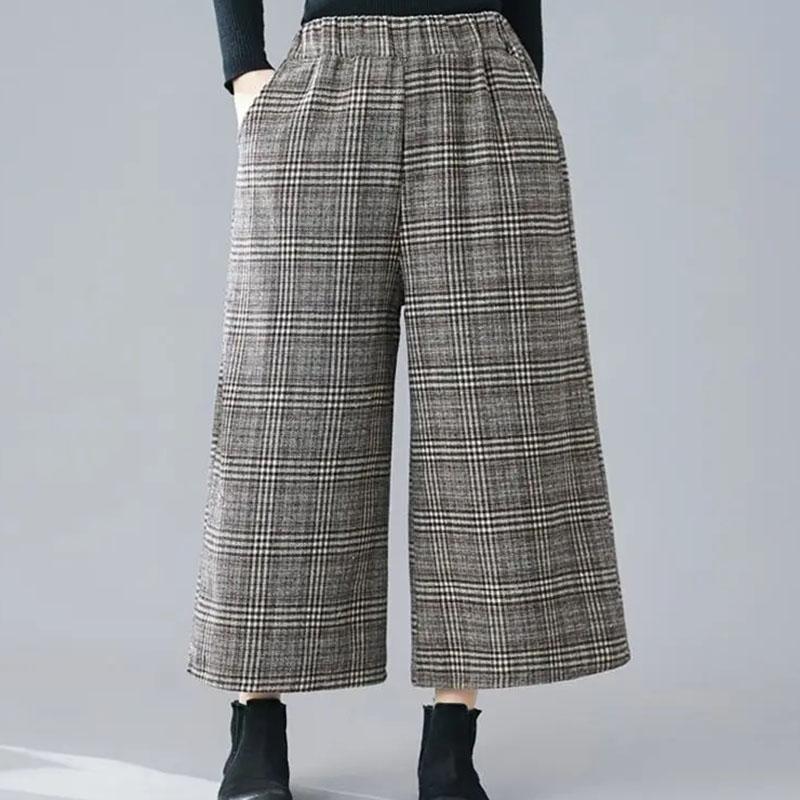 

Брюки женские эластичные с высокой талией, длинные, больших размеров, утолщенные, свободные, тянущиеся, универсальные, повседневные, с широкими штанинами XXXL кофейный