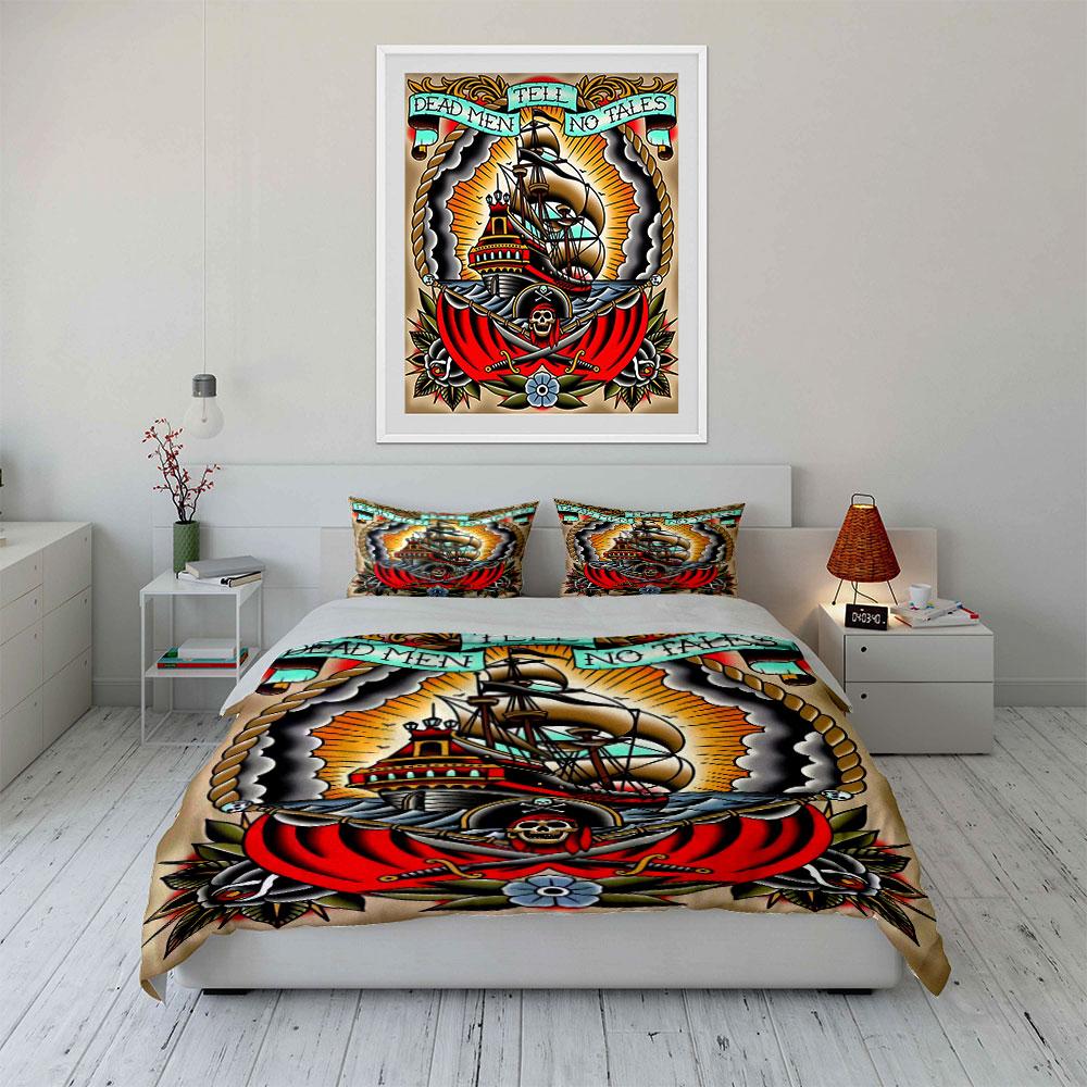 Pirate Ship and Skull. Bedding Sets Duvet Cover Sets Duvet Covers Pillowcases(1 * Duvet Cover 2 * Pillowcases Without Duvet Insert)