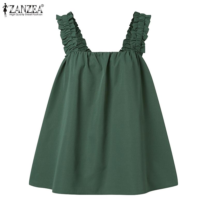 

ZANZEA Летние повседневные топы без рукавов с квадратным воротником