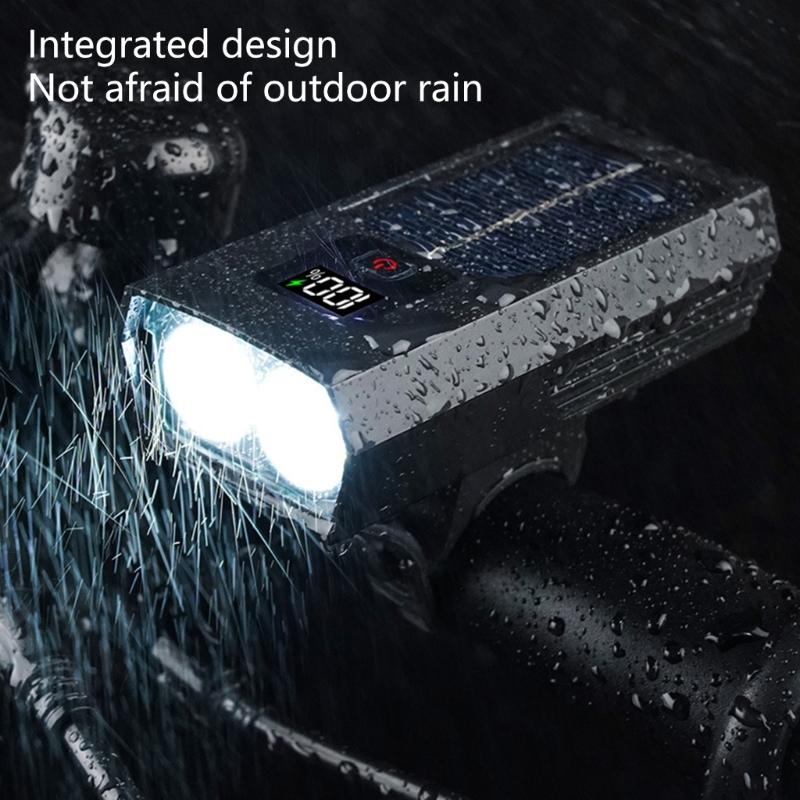 Solar Bike Light Headlight Bright Bicycles Flashlight LED Bike Front Lamp Solar Rechargeable Bicycles Headlight