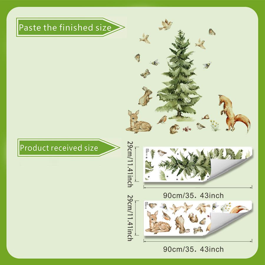 

Самоклеящиеся декоративные наклейки для детской спальни на тему леса, с сосной и животными 30*90cm