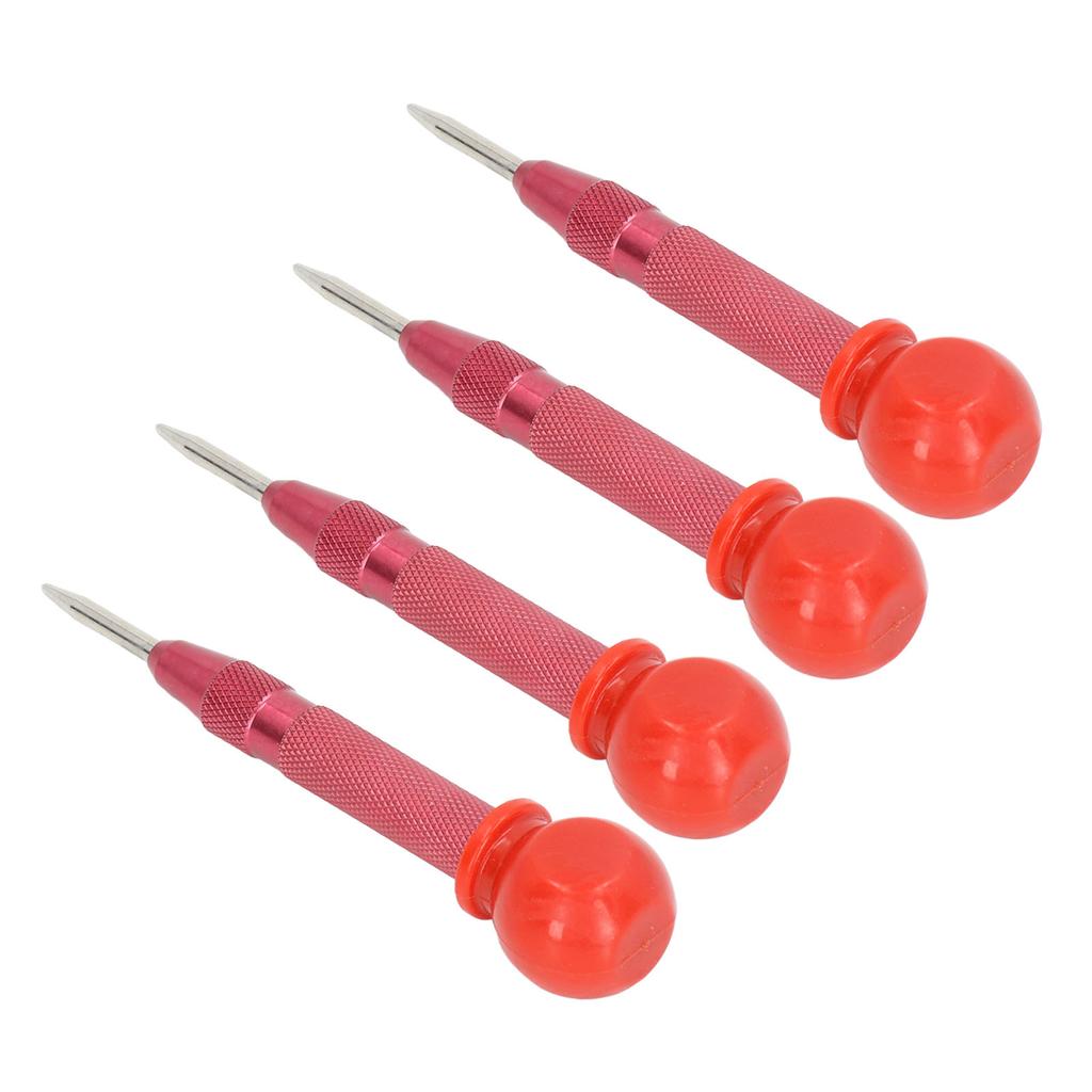 Center Punch Set Automatic Hole Puncher Hand Tool for Metal Wood Window Glass 5in Red