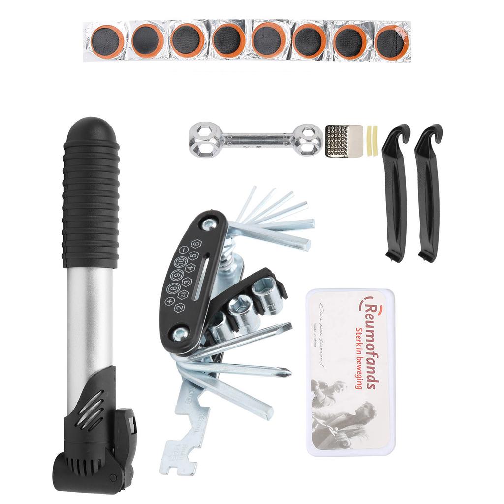 Bicycle Repair Bag Set Tire Fix Tool with Pimp Patches Wrench Storage Pack Repairing Tool