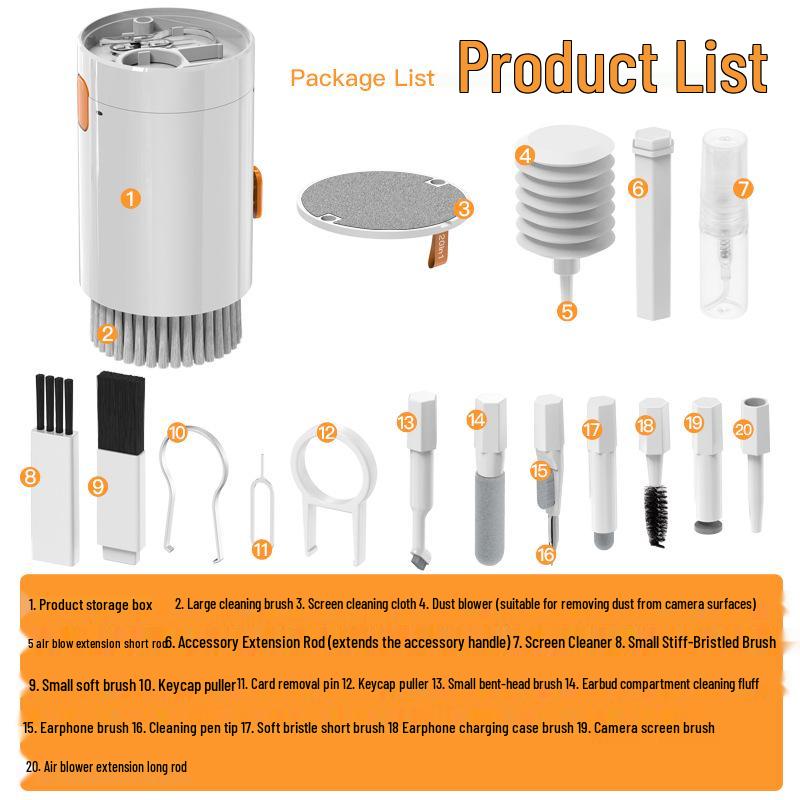 20-in-1 Multi-Functional Digital Cleaning Kit for Earphones, Phones, Cameras, and Keyboards