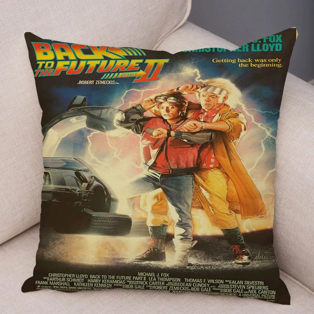 Cartoon Klassiker Film Kissenbezug Deko Zurück in die Zukunft Kissenbezug Superweicher Plüsch Kissenbezug für Sofa Zuhause Auto 45x45cm