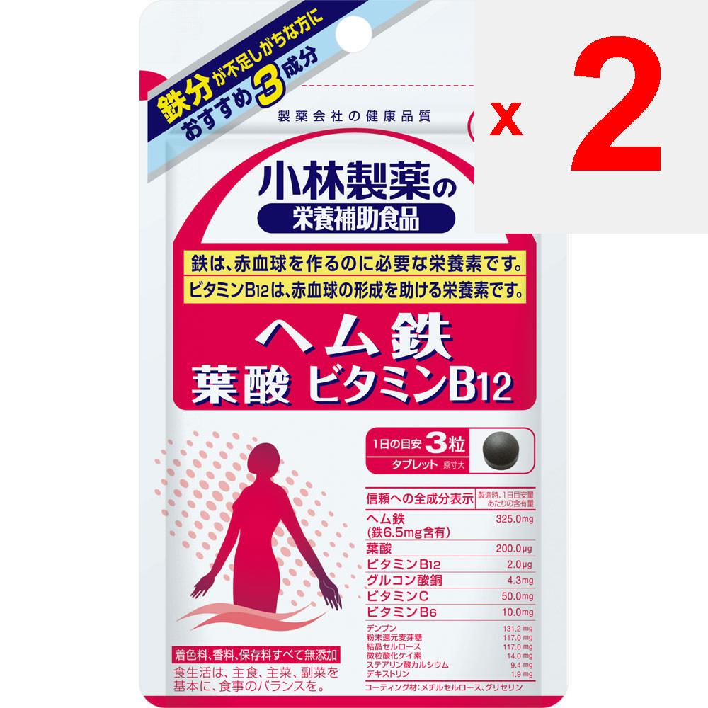 KOBAYASHI Pharmaceutical Kobayashi Pharmaceutical Nutritional Supplements Nutritional Supplement Hem Iron Folic Acid Vitamin B12 90 Capsules Iron Prep
