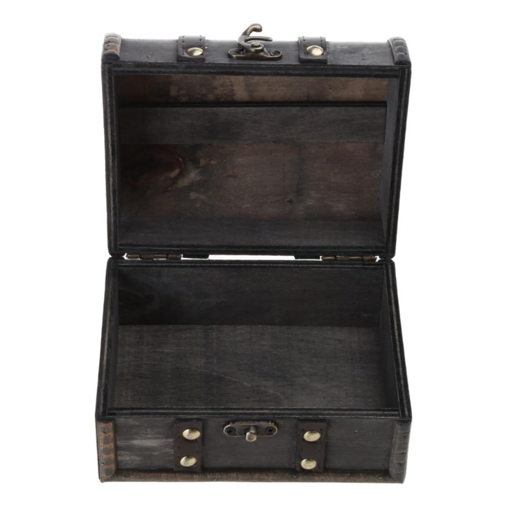 Antique Retro Treasure Chest Wooden Storage Box Decorative Jewelry Organizer Box  Trinket