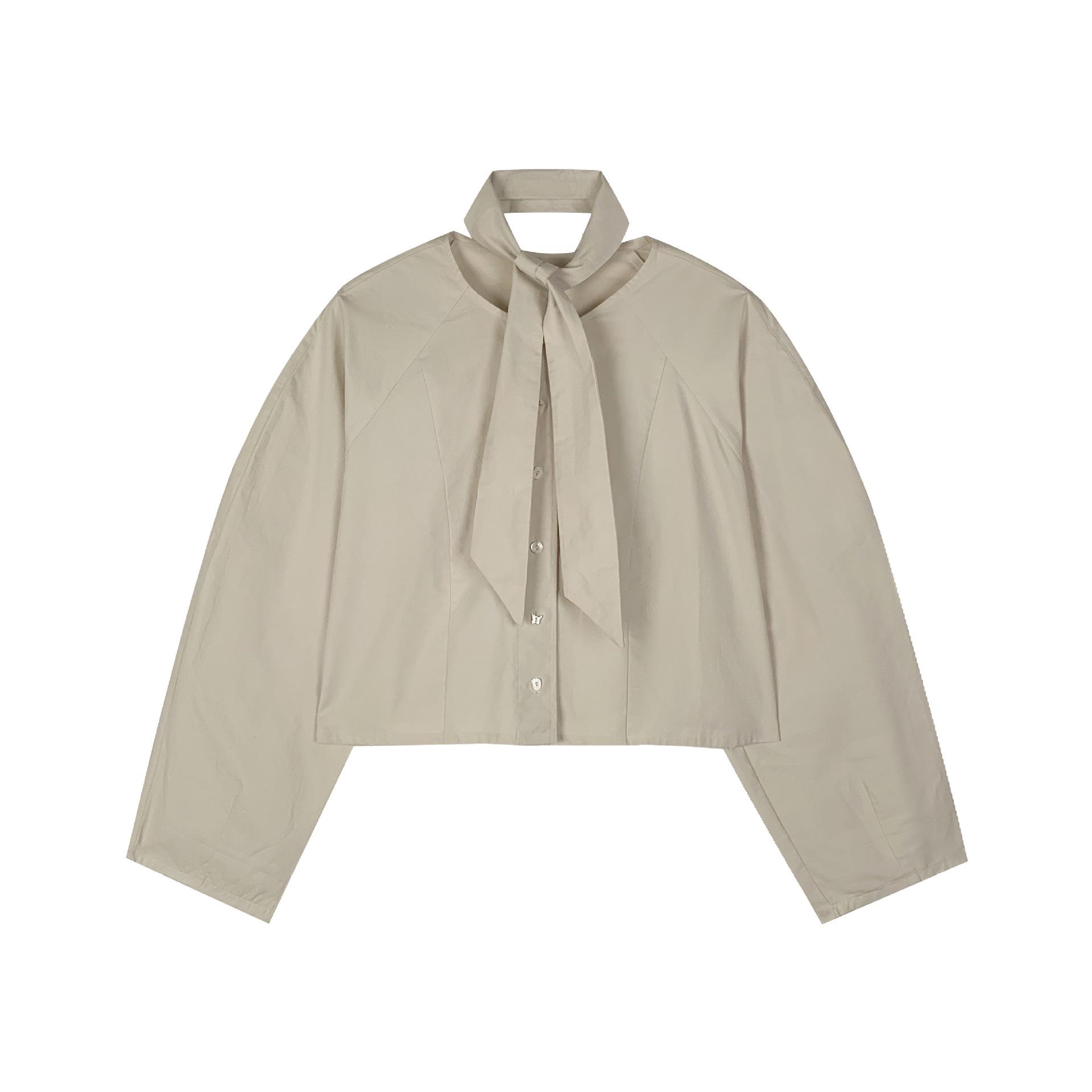 

Женская белая рубашка MOXI с нишевым дизайном - Коллекция Весна 2025 One Size абрикосовый/серый