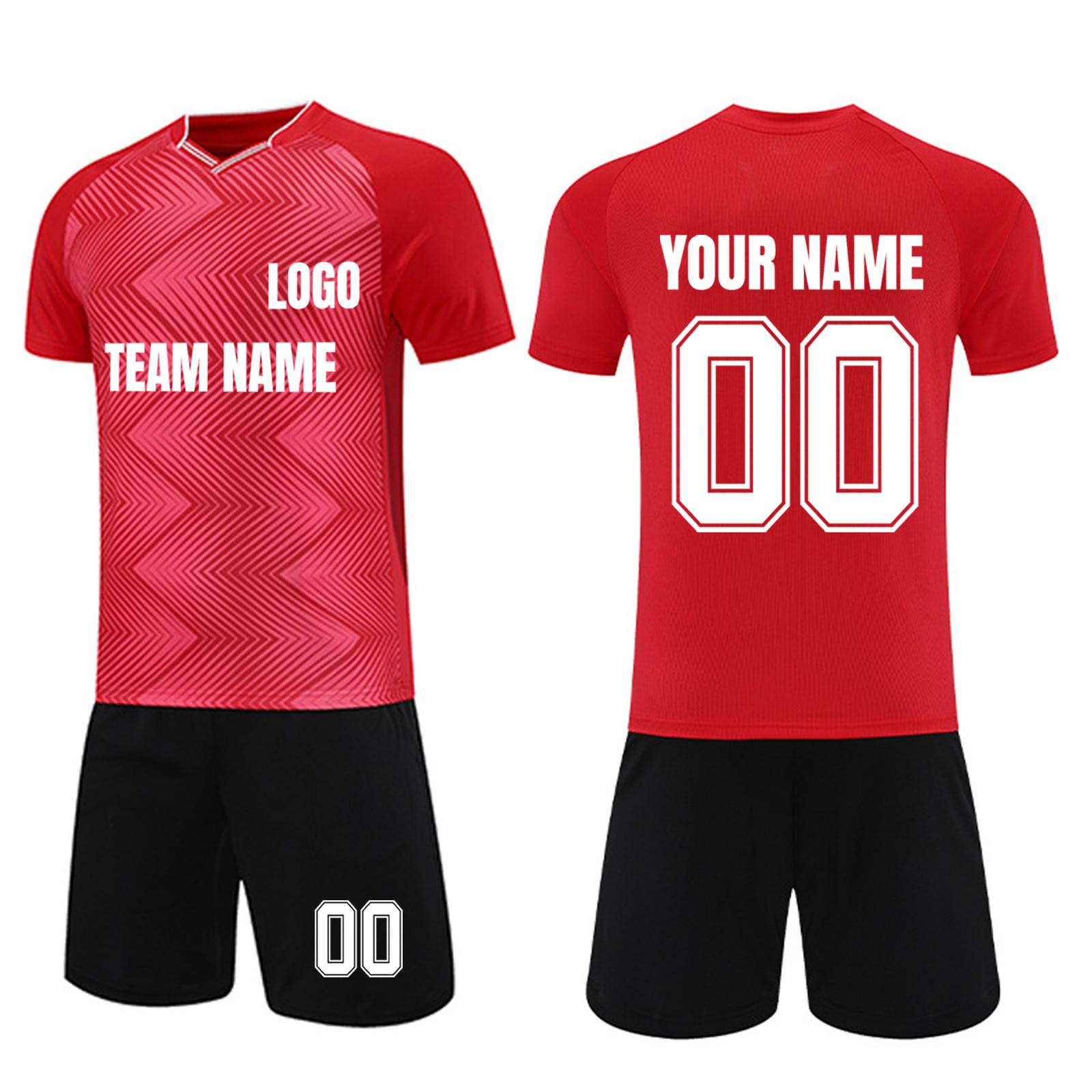 

Custom Soccer Jersey Set for Men and Youth Breathable Short Sleeve Shirt and Shorts Two Piece Sportswear Kit for Team Training Match DIY Printing XL червоний