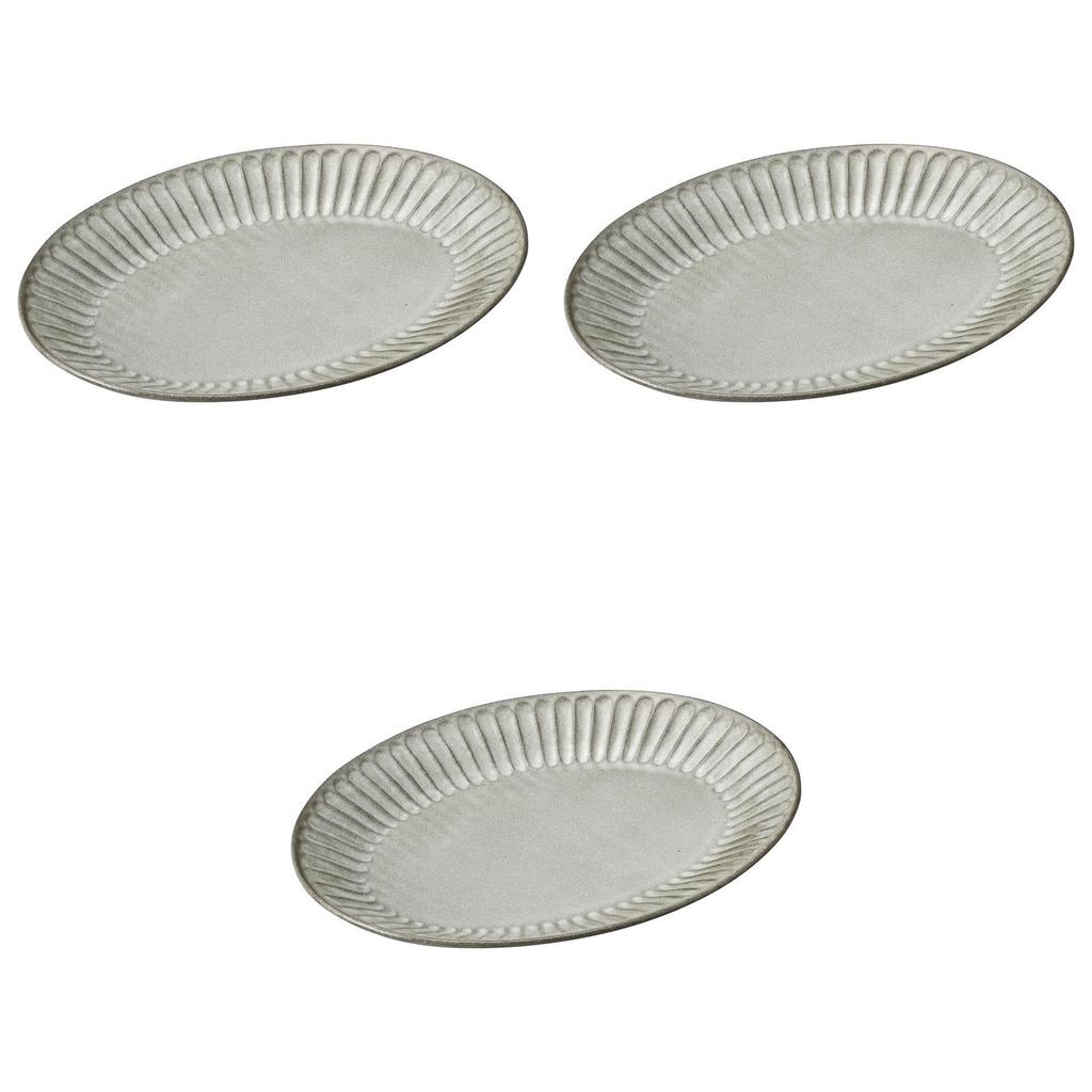 Set of 3 Black Ceramic Ivory Oval Size 28 x 19 x 3 Large Plates by Setomonohonpo Plates, [26.5 cm] Western-style