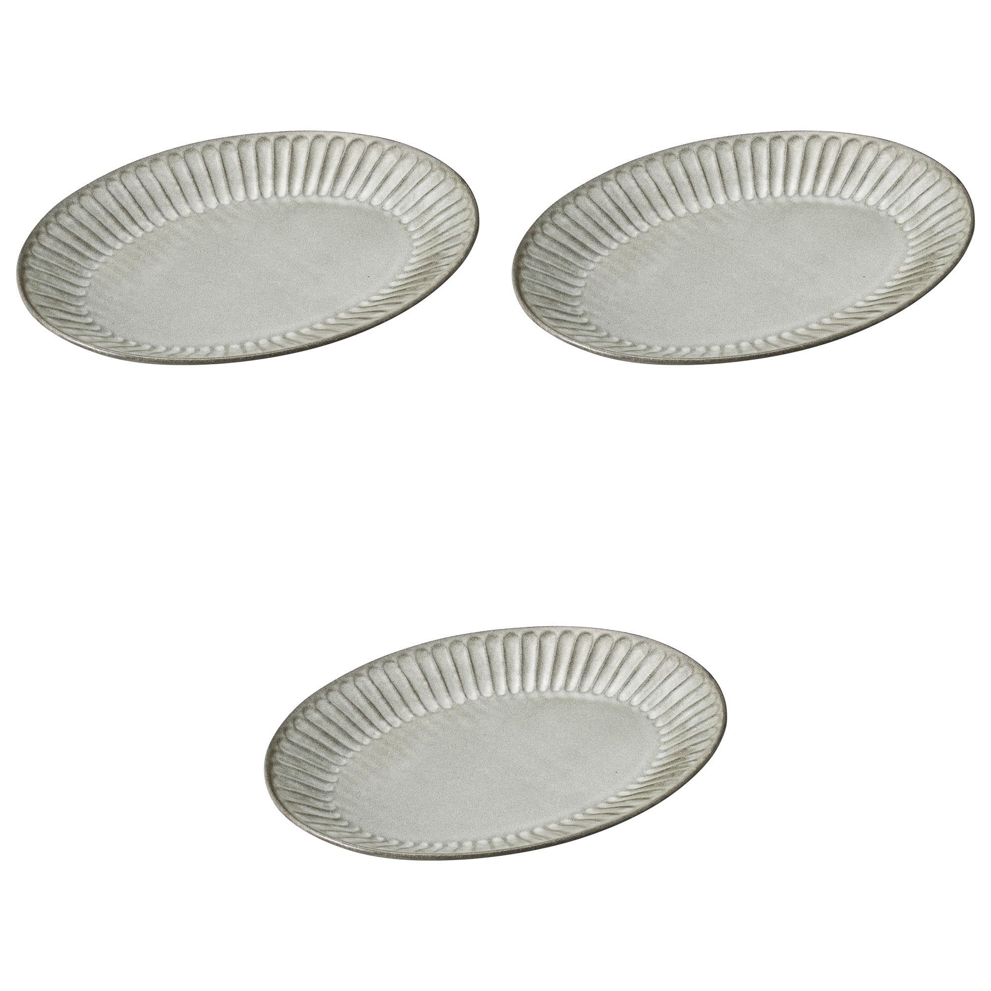 

Set of 3 Black Ceramic Ivory Oval Size 28 x 19 x 3 Large Plates by Setomonohonpo Plates, [26.5 cm] Western-style слоновая кость